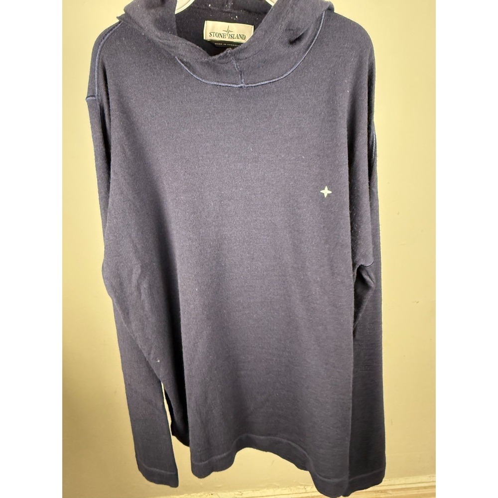 STONE ISLAND WOOL HOODIE NAVY SIZE XL